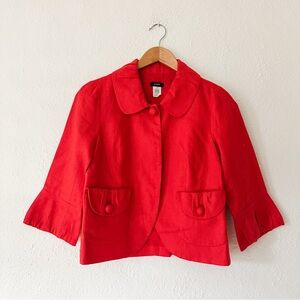 J.Crew Women’s Red Linen Cropped Jacket